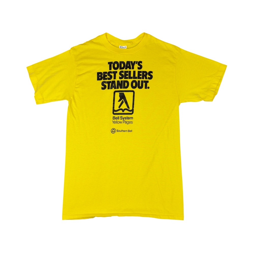Vtg 1980s Southern Bell Yellow Pages Promo T-Shirt Men's L (Fits S) Yellow USA